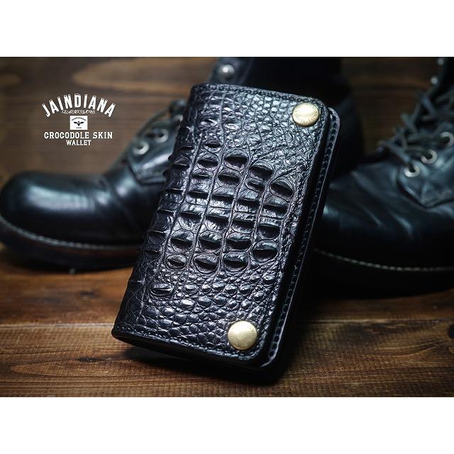 クロコダイル・ミドルサイズトラッカーウォレット ブラック