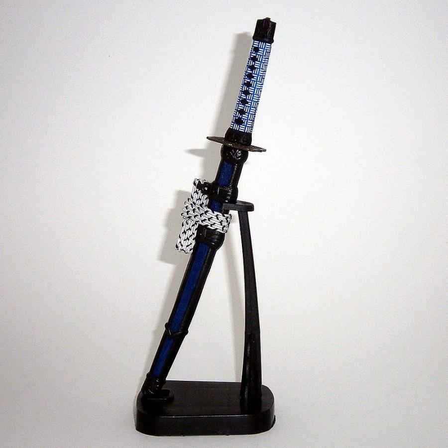 レターオープナー 忍者刀 (刀スタンド付)ペーパーナイフ 青 メール便