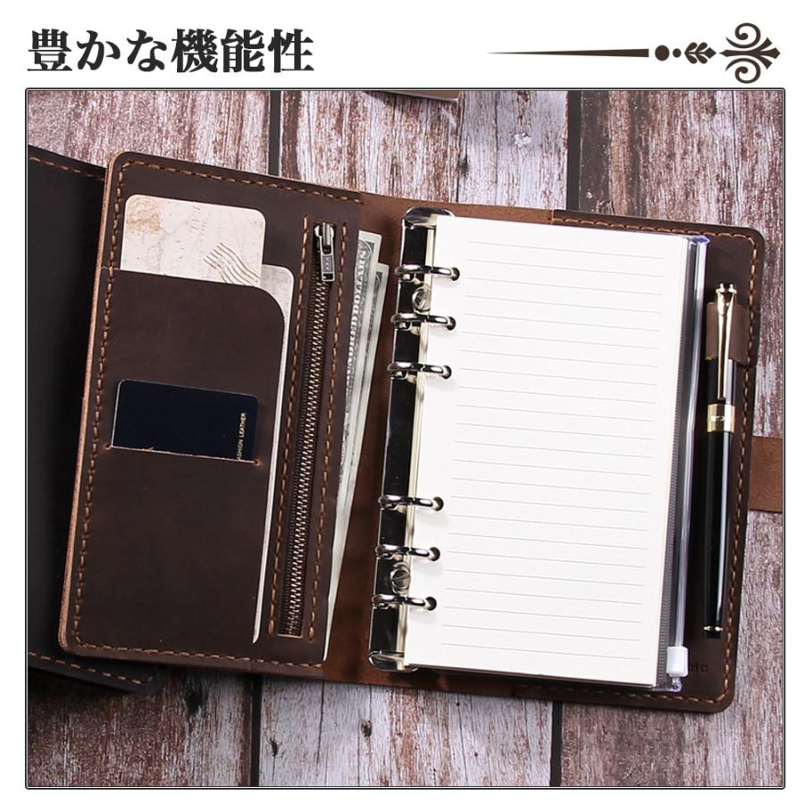 システム手帳 本革 A6 手作り レザー ノートカバー レトロ オリジナル