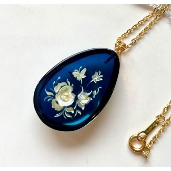 琥珀 ペンダント K18インタリオ アンバー 天然琥珀 薔薇 カメオ