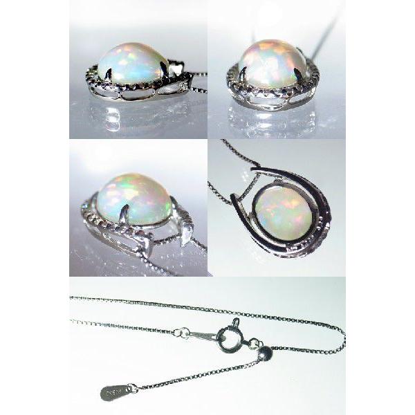 pt900 K18 天然 大粒 一粒 オパール 3.0ct ＆ ダイヤモンド 0.2ct