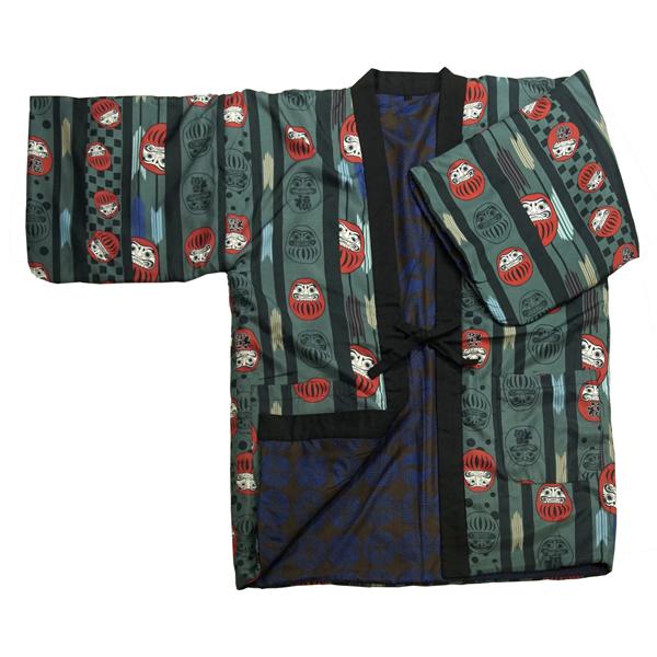 半纏 （ はんてん ） 送料無料 だるま×丸型紋 柄あったか中綿入り