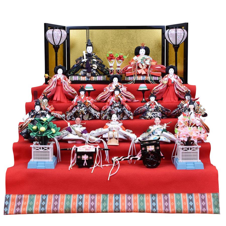 雛人形 五段飾り ひな人形 15人飾り ミニ段飾り 十五人5段飾り