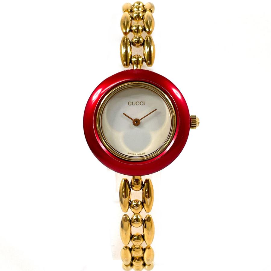 GUCCI（グッチ） 腕時計 11/12.2 チェンジベゼル GP ゴールド/レッド
