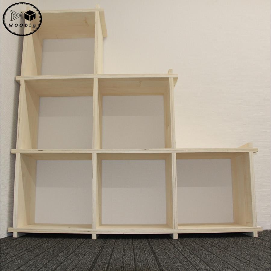 WOODiy（3Px2Px1P、階段型） 棚 木製 オープンラック シェルフ DIY