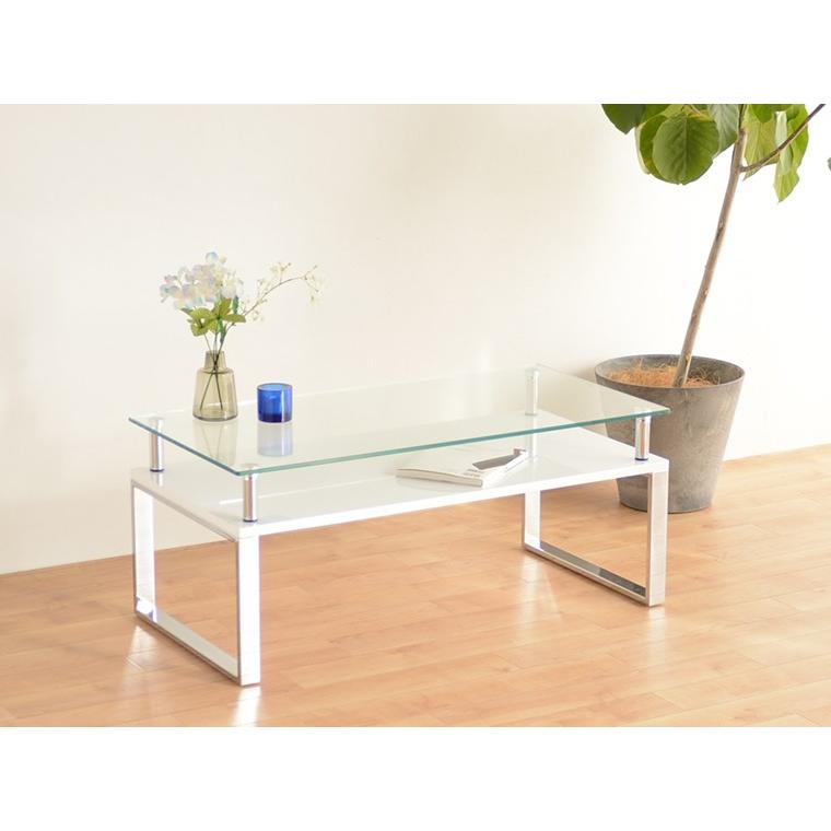 センターテーブル おしゃれ ローテーブル ガラス 白 ホワイト 黒