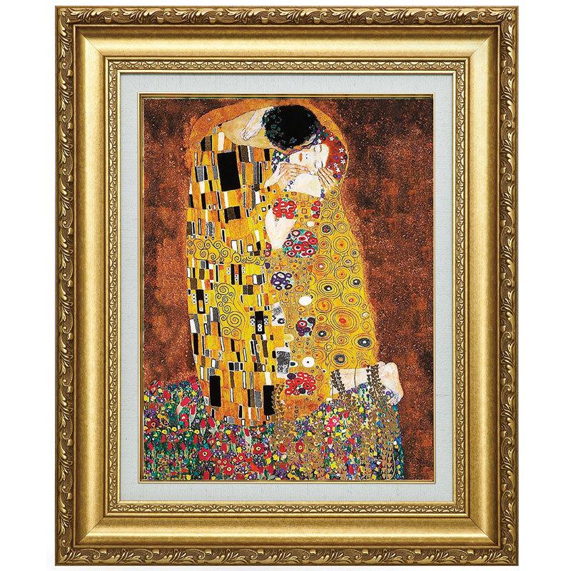 グスタフ・クリムト 接吻 10号 立体複製名画 レプリカ 額付き 美術品