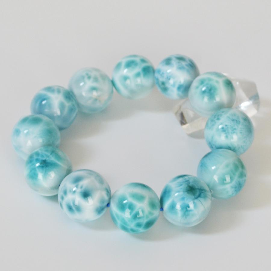 ラリマーブレスレット 大玉 19mm up AAAAA 鑑別書付 濃い亀模様