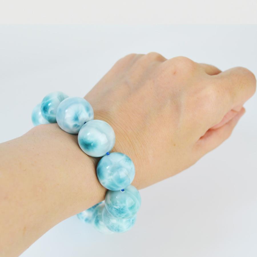 ラリマーブレスレット 大玉 19mm up AAAAA 鑑別書付 濃い亀模様