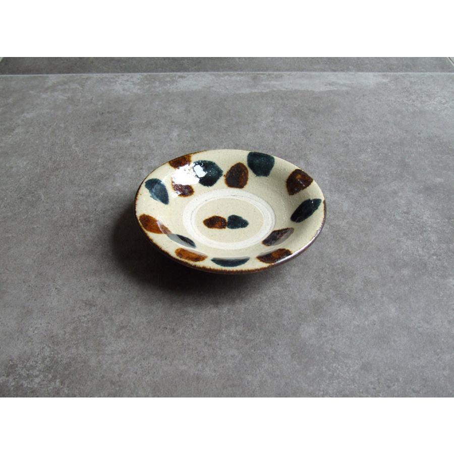 やちむん 民藝 読谷山焼 北窯 松田共司5寸皿 小皿 呉須と飴 点打