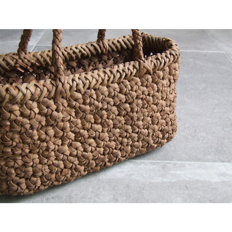 純国産 山葡萄かごバッグ 特上六角花模様編み 定番型 三つ編みハンドル