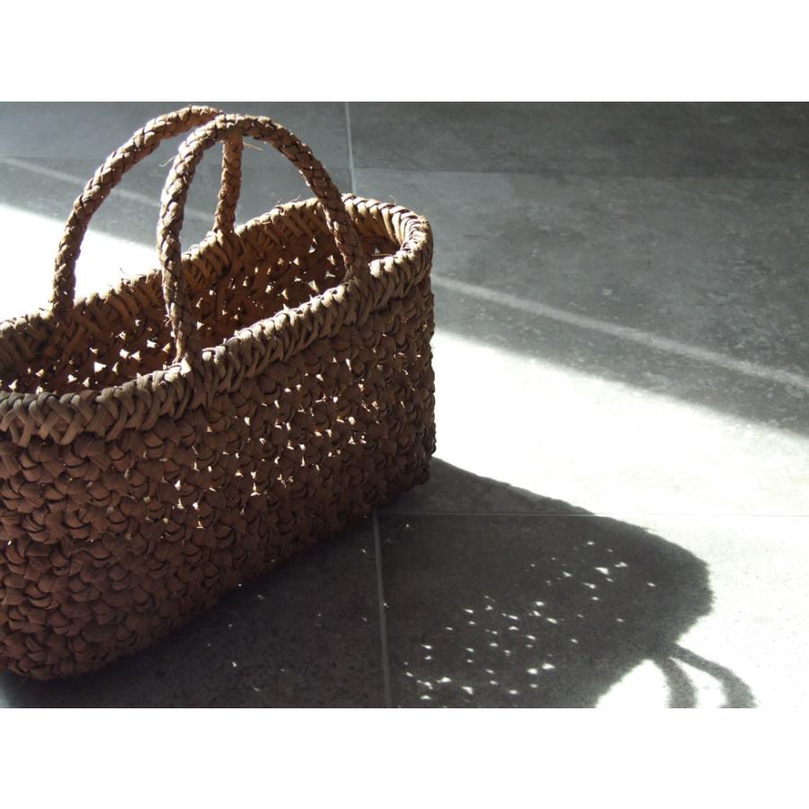 純国産 山葡萄かごバッグ 特上六角花模様編み 定番型 三つ編みハンドル