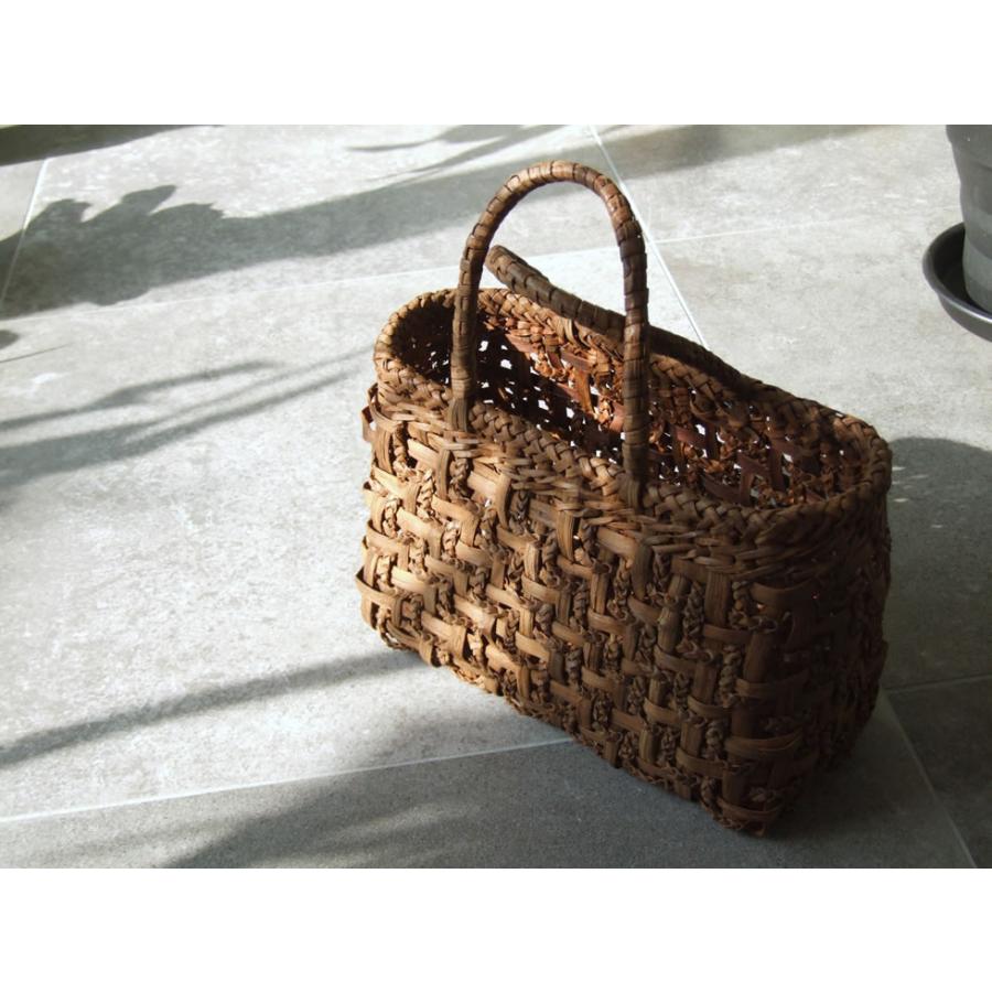 純国産 山形県 山葡萄かごバッグ 網代編み 三つ編みチェーンミックス