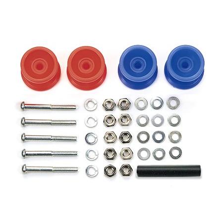 ミニ四駆 15457 2段低摩擦プラローラーセット （赤・青13-12mm