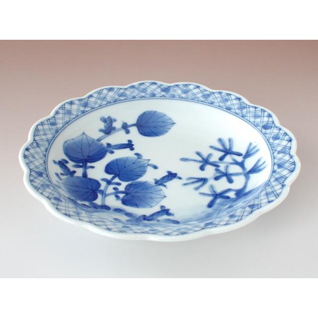 格子草紋 花割60皿 藍凛堂 / 食器 染付 皿 和皿 取り皿 中皿 花割型 藍