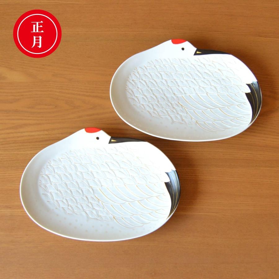 正月 食器 和食器 和食盛り皿 縁起物 有田焼 金彩鶴 大皿 2枚セット