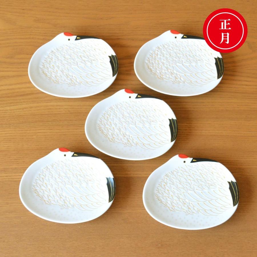正月 食器 和食器 小皿 鶴 縁起物 有田焼 金彩鶴 5枚セット 化粧