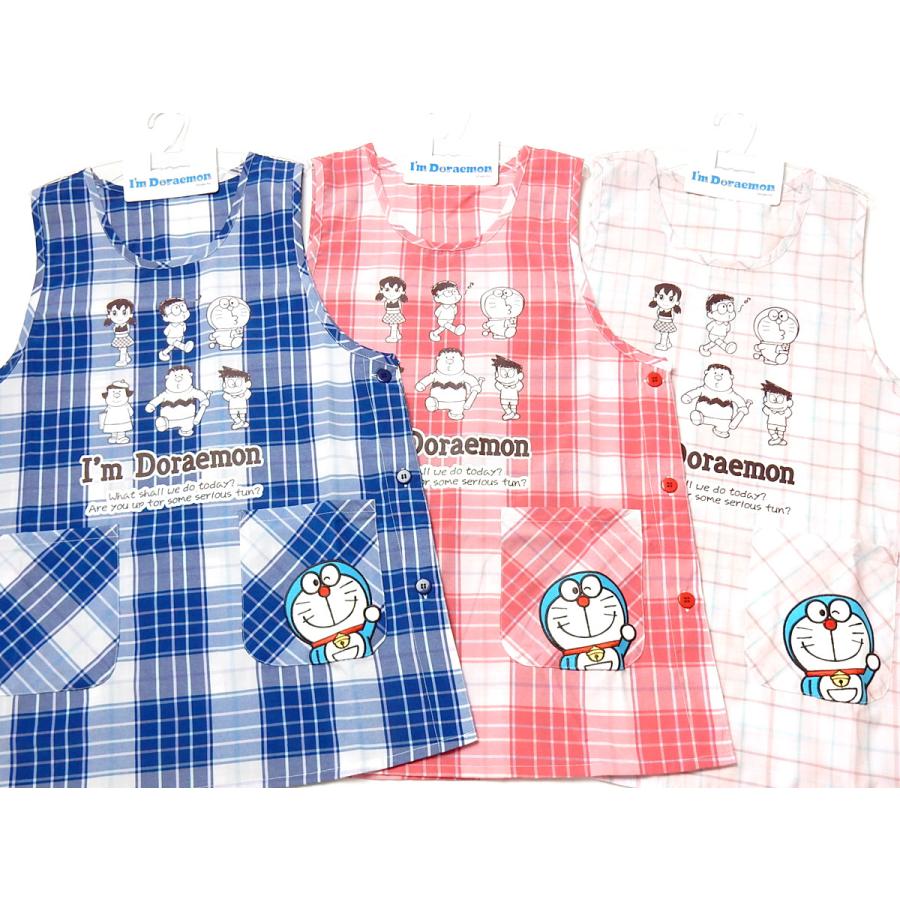 送料無料 婦人 レディース 保育士 ラン型 エプロン ドラえもん サイド