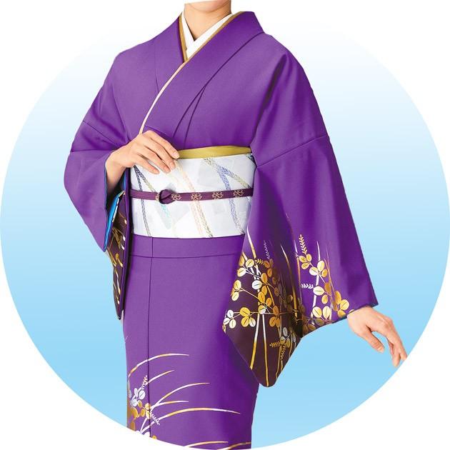 単衣 仕立上がり 附下訪問着 洗える着物 紫 ピンク 赤 蝶 : ODORI