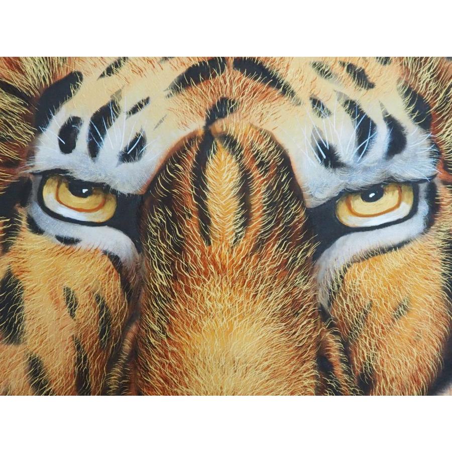 真作】 掛け軸 佐久間頼峰 ≪ 猛虎 ≫ ○金の毛描き 太巻 玉置頼石に