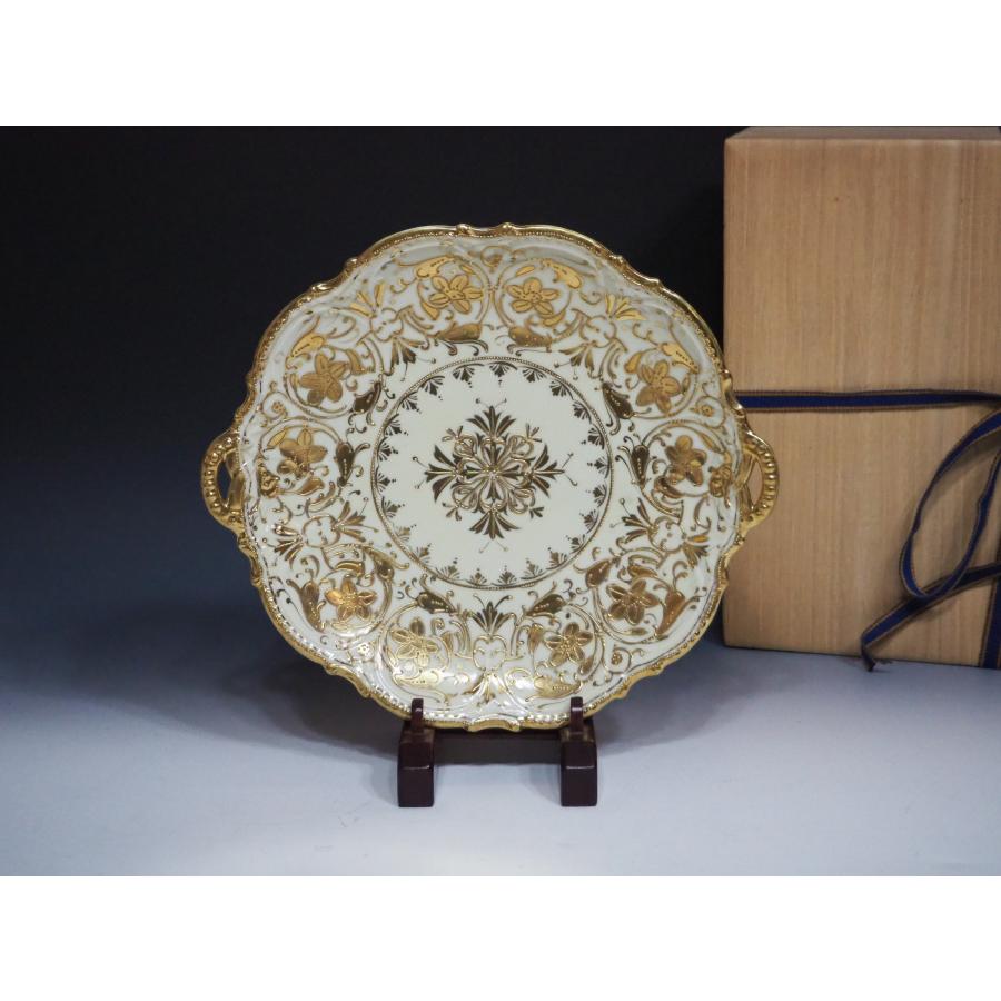 ノリタケ オールドノリタケ アンティーク【金彩花紋飾り皿】○繊細絵