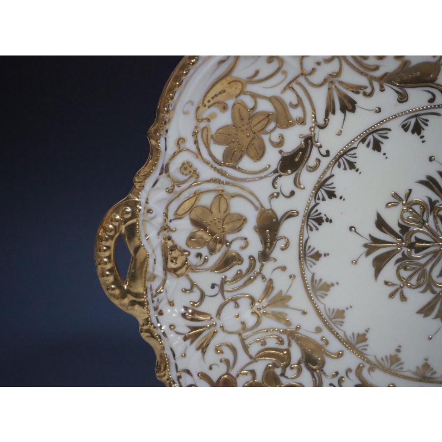 ノリタケ オールドノリタケ アンティーク【金彩花紋飾り皿】○繊細絵