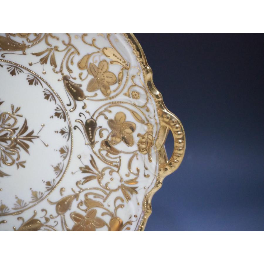 ノリタケ オールドノリタケ アンティーク【金彩花紋飾り皿】○繊細絵