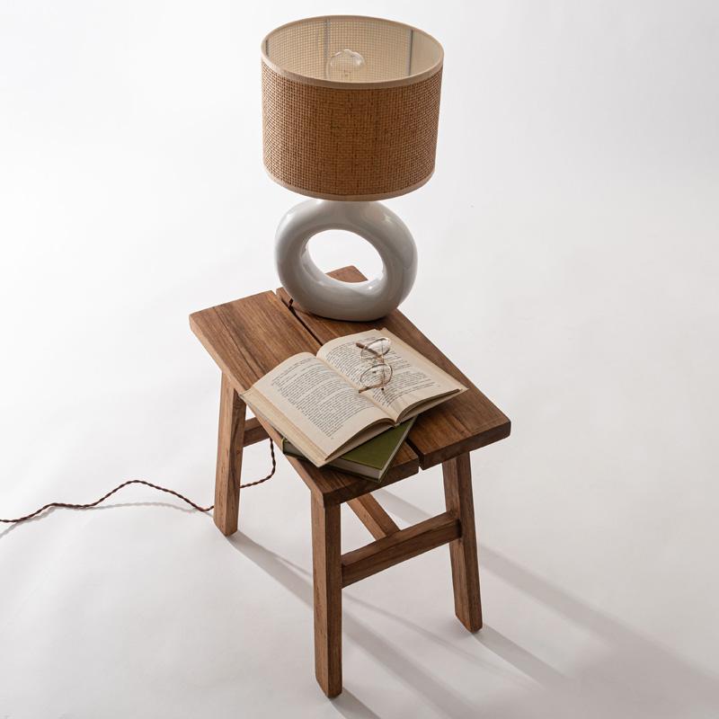 スツール 椅子 観葉植物 チーク材 無垢材 玄関 四角 ハンドメイド 木