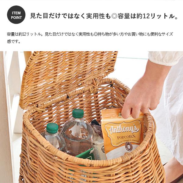 Creer ラタン 皮付き 籐 キャリーカート 天然素材 ショッピングカート