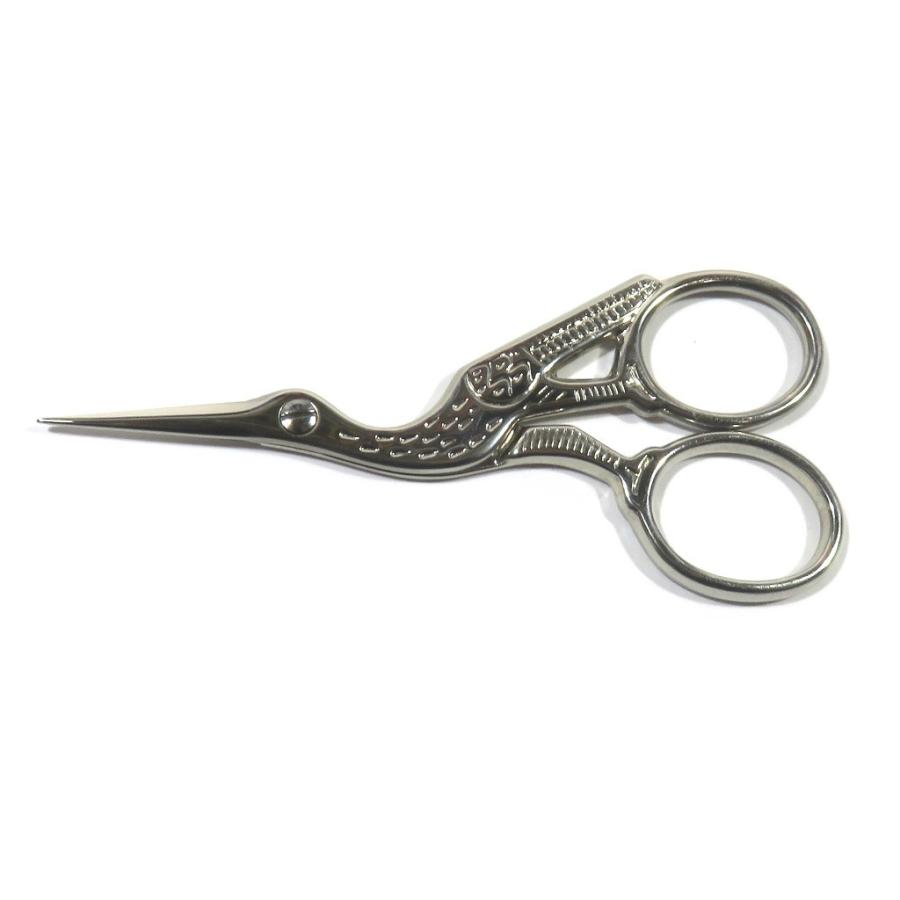 ゲーゾル（ドイツ）GOSOL 鶴形（コウノトリ）刺繍ハサミ9cm 光沢