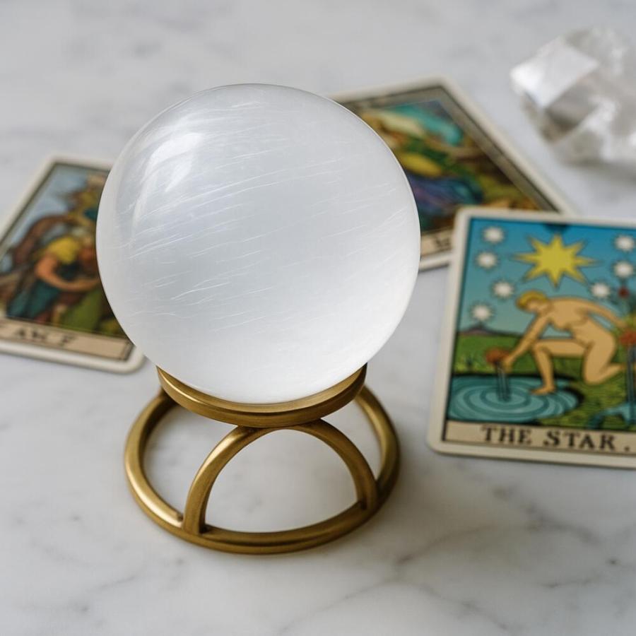 セレナイト 70mm 80mm 丸玉 スフィア 天然石 パワーストーン 置物