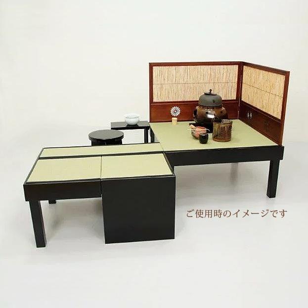 岡田園 茶道用 点前具 立礼棚 優心なごみ棚 (極) 建水台・円椅1台付き