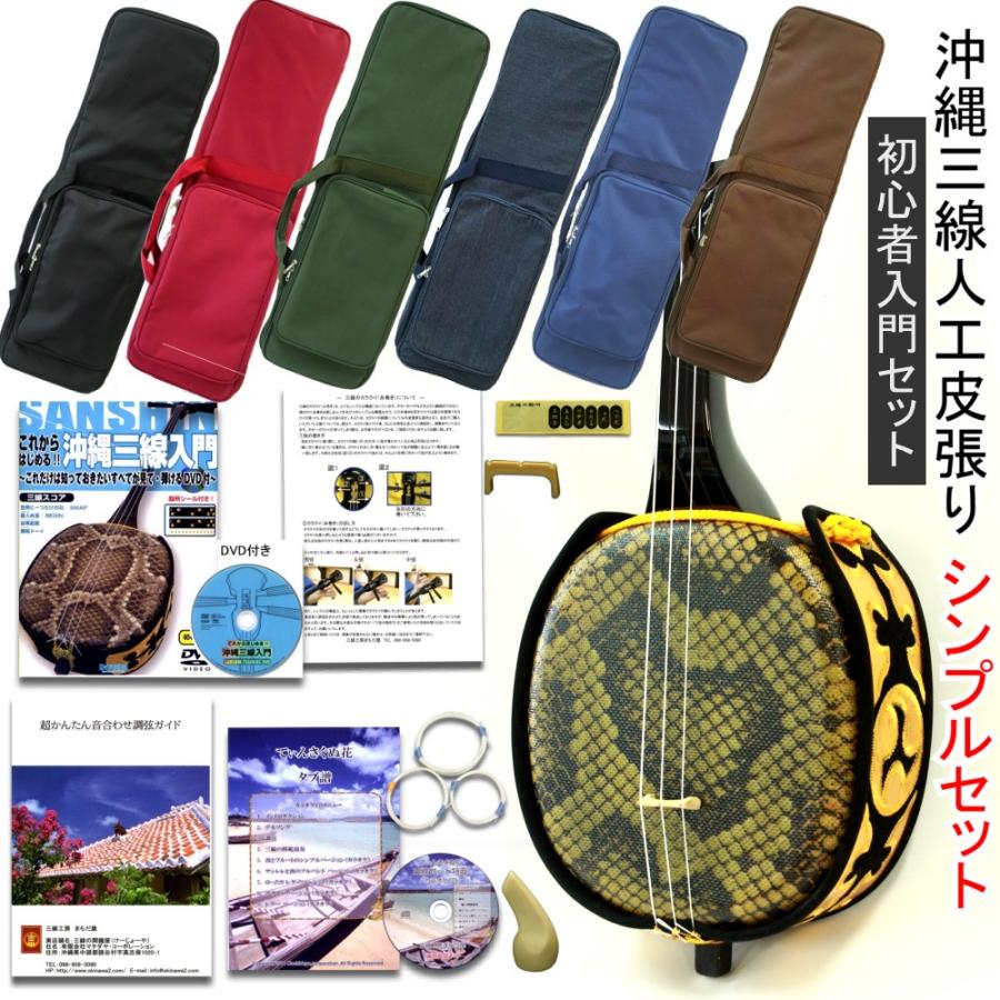 三線セット 沖縄三線初心者A 11点セット（人工皮＋ソフトケース）沖縄