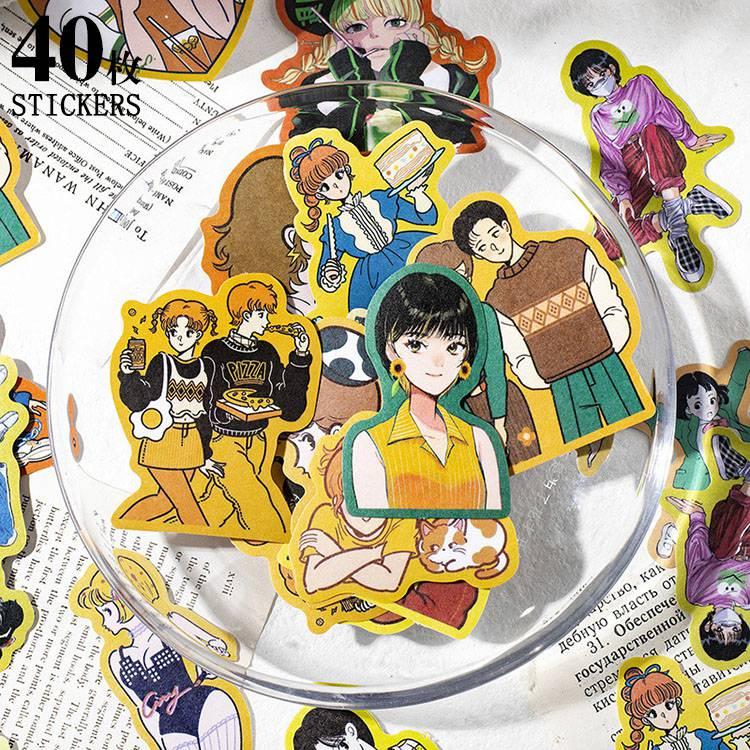 昭和 レトロ 人物 少女 マステ シール ステッカー コラージュ 素材