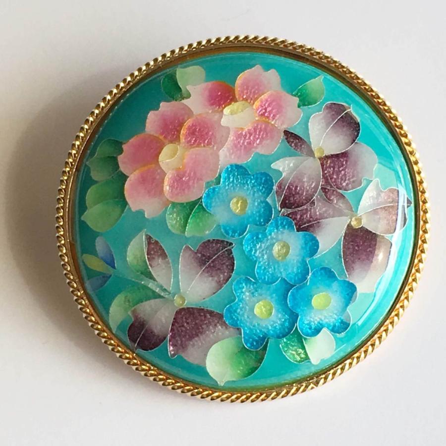 花詰 七宝焼のブローチ 純銀胎有線七宝 : 太田七宝 - 通販 - Yahoo