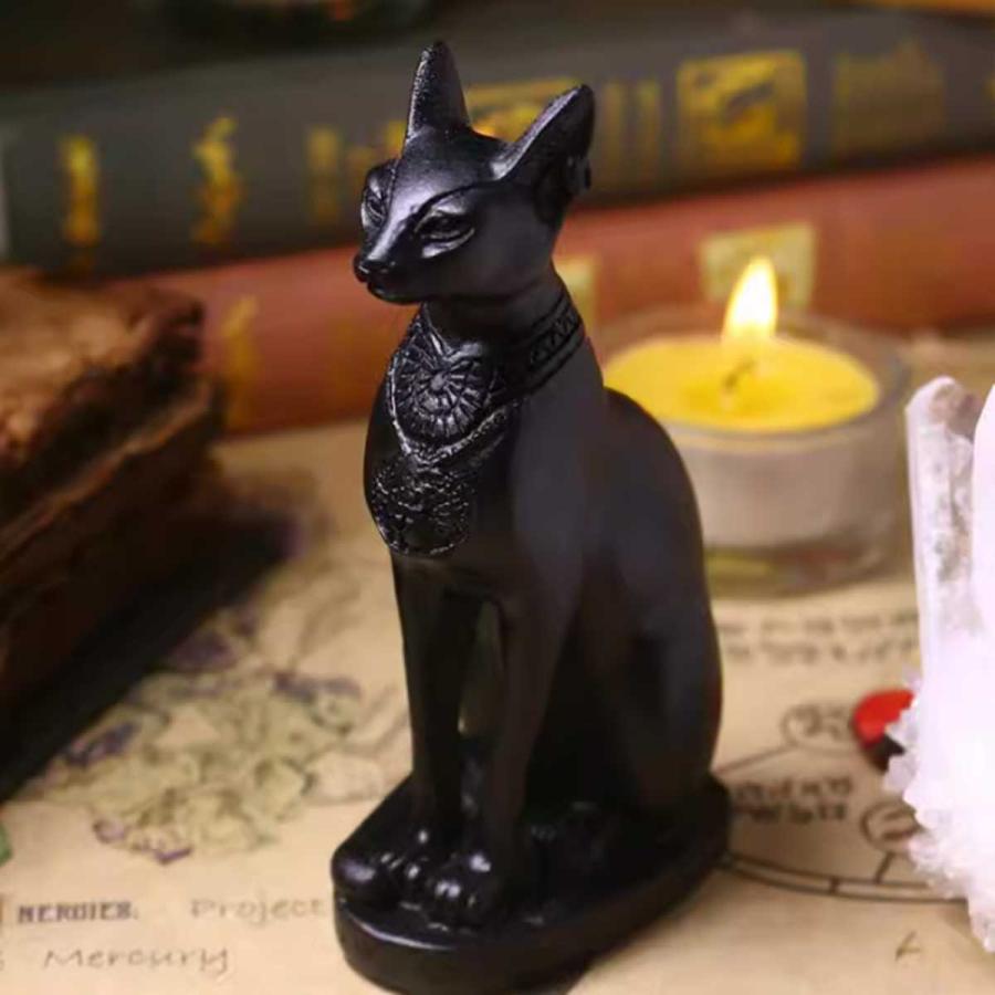黒猫の女神バステト像｜エジプト神話の守護神 風水 開運 魔除け 幸運を