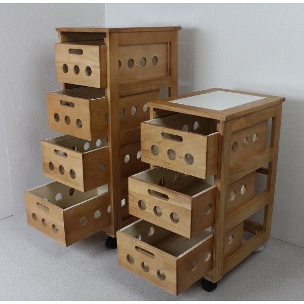 野菜ストッカー 4段 桐製 キャスター付き キッチンワゴン 野菜 ラック