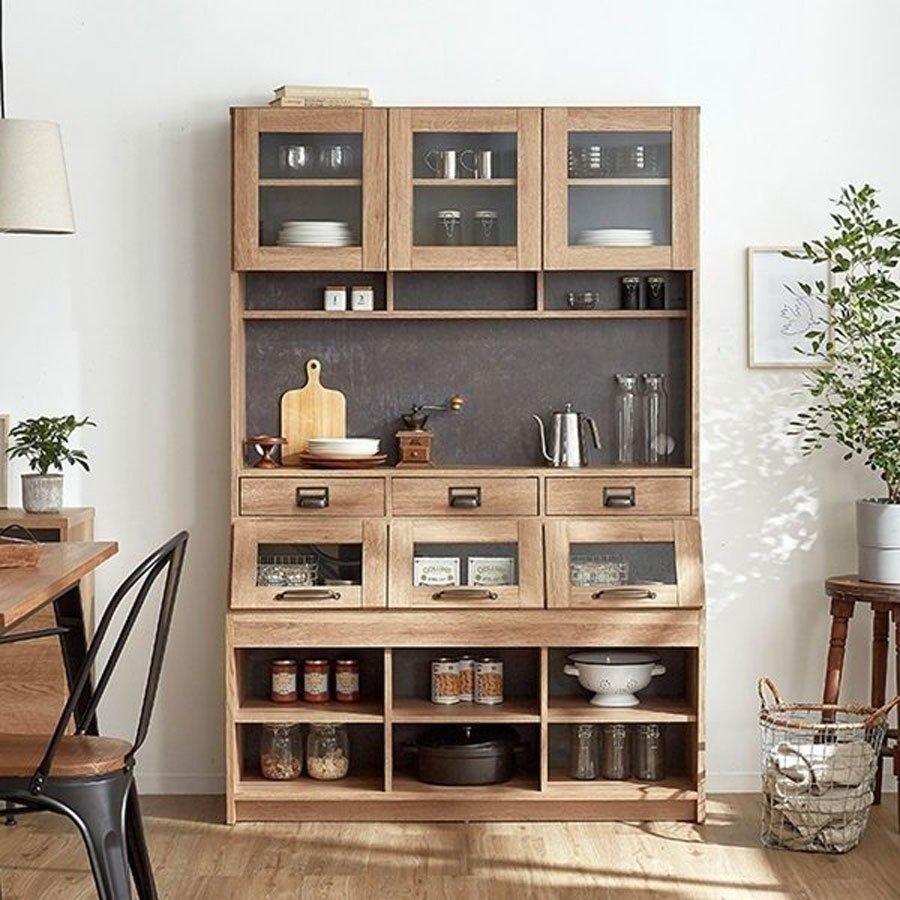 LOWYA（ロウヤ） 食器棚 レンジ台 おしゃれ 120cm 収納 棚 ラック