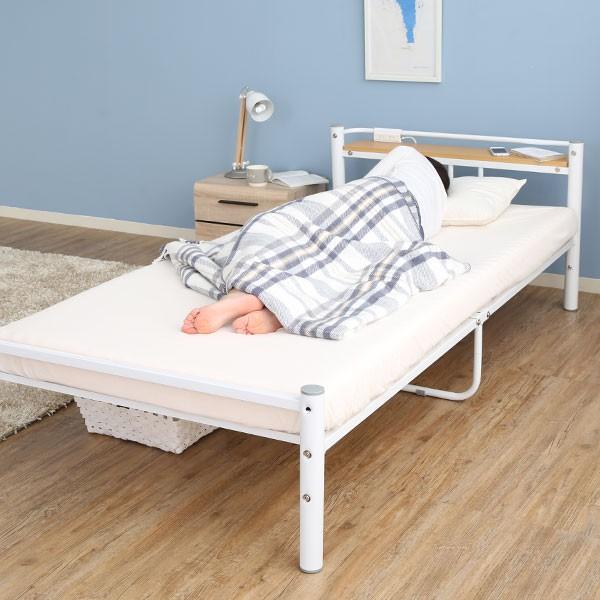 LOWYA（ロウヤ） ベッド シングル パイプベッド 宮付き スチール製