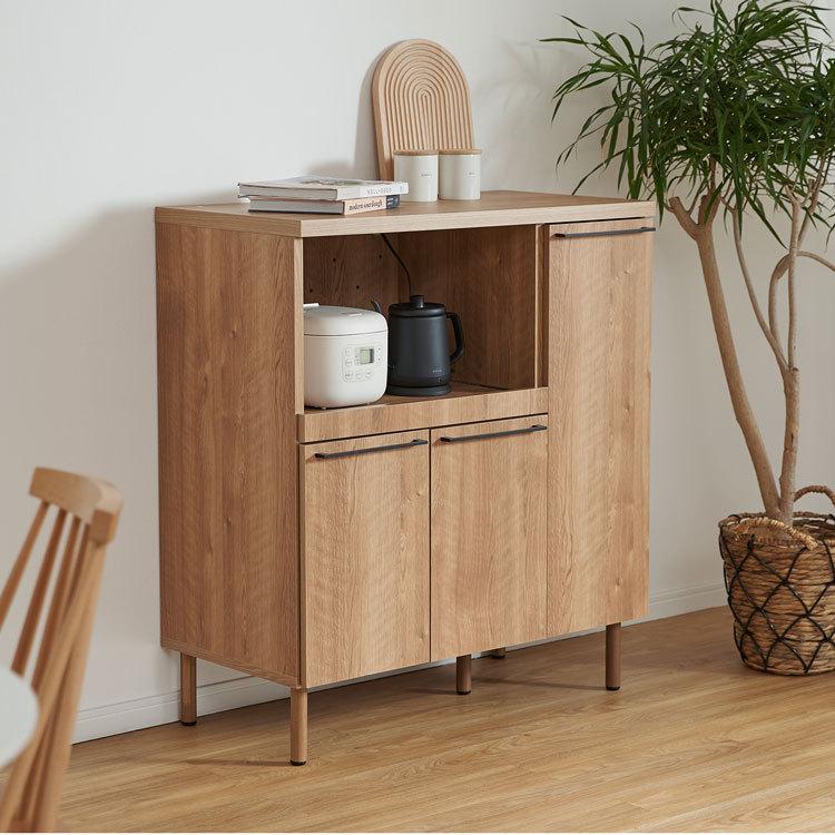 LOWYA（ロウヤ） 食器棚 キッチンボード 90cm おしゃれ シンプル 国産