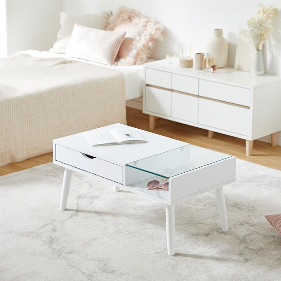 LOWYA（ロウヤ） ローテーブル ガラス センターテーブル おしゃれ