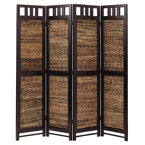 スクリーン 4連 送料無料 ラタンパーテーション 間仕切り家具 衝立 4枚