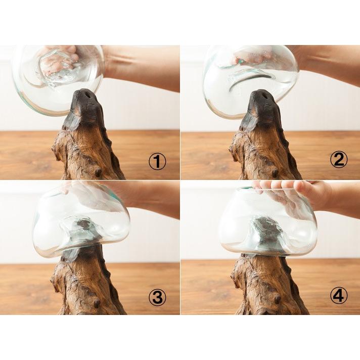 バリ島 流木ガラス鉢 バリガラス 流木 花器 花瓶 金魚鉢 プランター