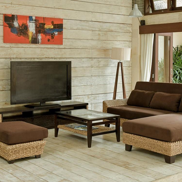 ウォーターヒヤシンス ローテーブル アジアン家具 W90cm ガラス