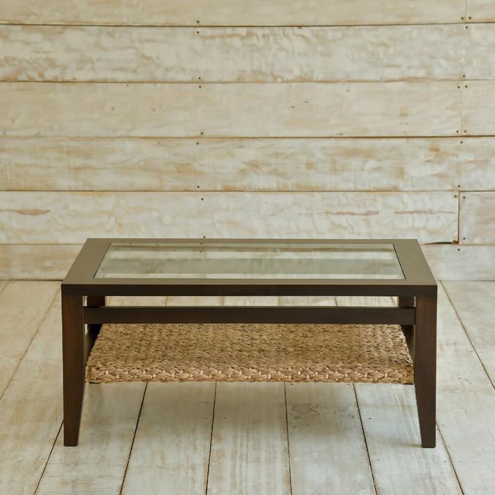 ウォーターヒヤシンス ローテーブル アジアン家具 W90cm ガラス