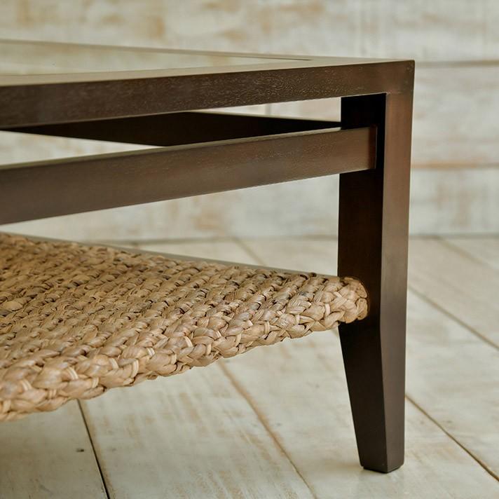 ウォーターヒヤシンス ローテーブル アジアン家具 W90cm ガラス