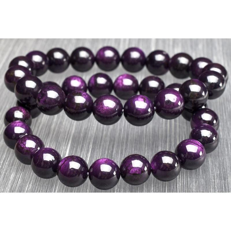 希少◇メタリックパープル パープライト 9mm ブレスレット 1個売り