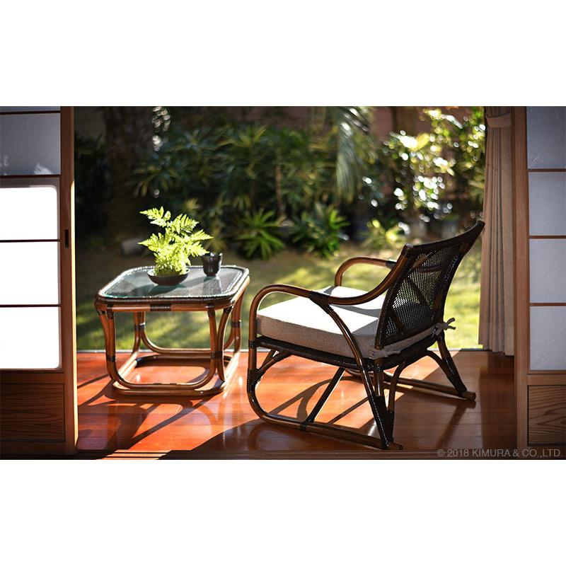 籐の椅子 ラタン パーソナルチェア 肘付き クッション 和室 C201KA