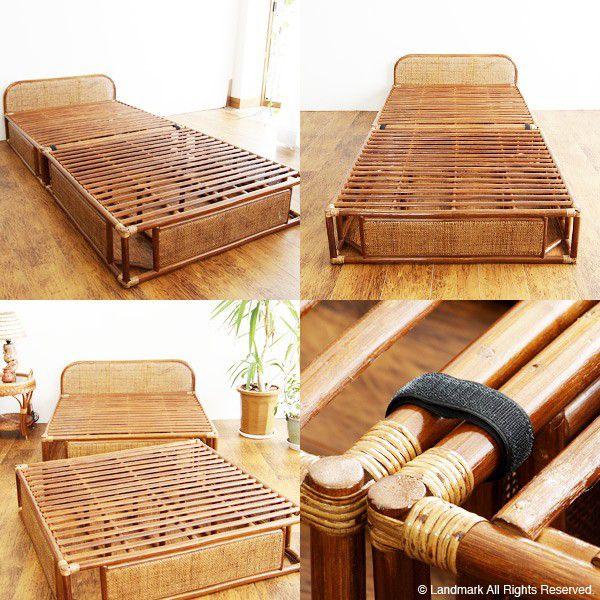 ベッドフレーム シングル ラタン 籐 和風 アジアン家具 B400HR 爆買