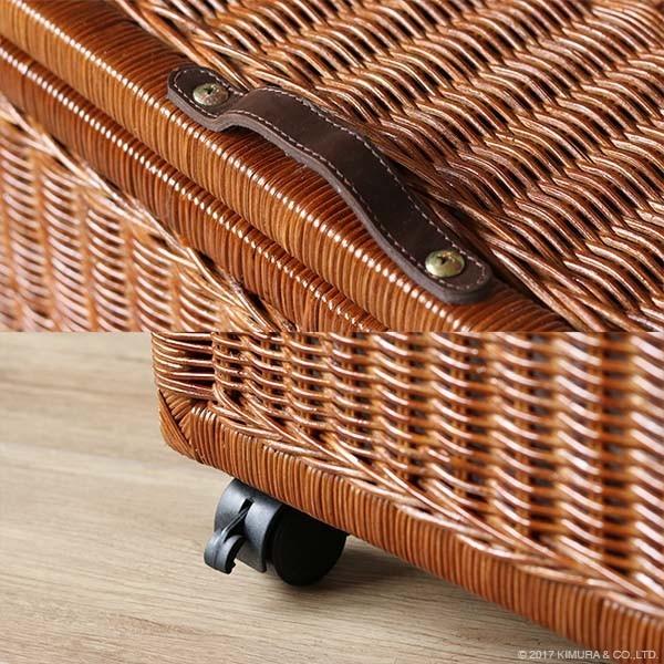 収納ボックス おしゃれ 籐バスケット キャスター 内布付き GK513LHR